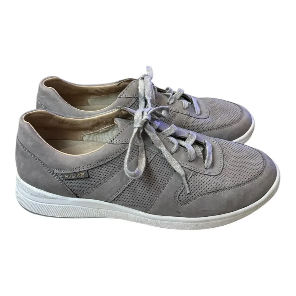 Mephisto Women's Rebeca Grey Leather Perforated Sneakers 9.5 - Picture 2 of 7